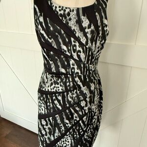 Guess Black and White Abstract Midi Dress